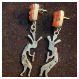 Red Coral Southwestern Style Sterling Kokopelli Da Red Coral Southwestern Style Sterling Kokopelli Da