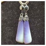 Natural Purple Shell Sterling Silver Dangle Drop E Natural Purple Shell Sterling Silver Dangle Drop E