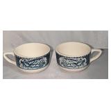 2 Currier and Ives China Cups Star Of The Road 2 Currier and Ives China Cups Star Of The Road