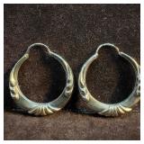 Germany Sterling Silver Hoop Ribbed Accent Earring Germany Sterling Silver Hoop Ribbed Accent Earring