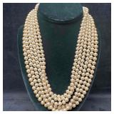 Vendome Faux Pearl Six Strand Necklace with Rhines Vendome Faux Pearl Six Strand Necklace with Rhines