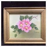 Vennie Grant Pink Flower Floral Cluster Small Oil Vennie Grant Pink Flower Floral Cluster Small Oil