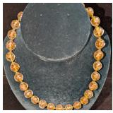 Vintage Italian Murano Art Gold Glass Bead Necklac Vintage Italian Murano Art Gold Glass Bead Necklac