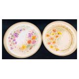 Two Hand Painted Flower Tin Dishes Signed SN Two Hand Painted Flower Tin Dishes Signed SN