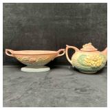 Hull Art Bowl Center Piece and Teapot Magnolia Cra