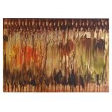 Large Vintage Abstract Print On Wood