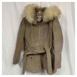 Hong Kong Leather Genuine Lamb Fur Trim Rayon Lini
