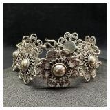 Sterling Flower Link Bracelet