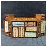 Folk Art Miniature Wooden Cabinet with 10 Diorama