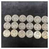 Quarter Coin Set of 18 Eighteen Silver Washington