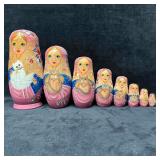 Hand Crafted Nine Piece Russian Matryoshka Nesting