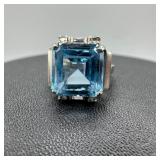 10k White Gold Square-Cut Topaz Ring