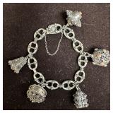 800 Silver Etruscan Revival Charm Locket Coral Inl