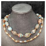 Vintage 38" Italian Murano Art Glass Bead Necklace