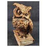 Vintage Bronze Resin Owl On Book Figurine Universa