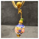 Murano Venetian Art Glass Lamp Work Dark Blue Flor