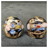 Murano Venetian Art Glass Lamp Work Floral Black C