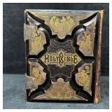 Antique 19th Century Pronouncing Parallel Holy Bib