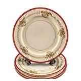 4 China Maroon Trim With Gold Inlay Dinner Plates