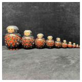 Large Set of 12 Hand Painted Russian Nesting Dolls