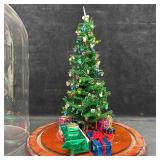 Miniature Lighted Christmas Tree Under Glass Dome