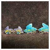 Multi Color Enamel Painted Sterling Silver Butterf