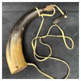 Powder Horn with Wooden Plug and Strap