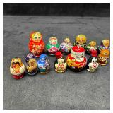 Lot of 13 Vintage Russian Nesting Dolls Matryoshka