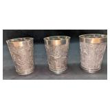 3 Vintage German Zinn Becker Pewter Cups