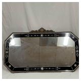 Black Floral Wall Mirror 42" Long Etched Glass Flo