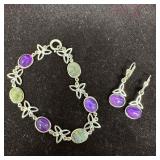 Sterling Silver 925 Bracelet and Earrings Set Amet
