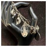 Vintage Sterling Silver Charm Bracelet with Multip
