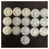 Lot of 16 Sixteen Silver Washington Quarters K98