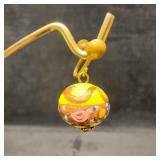 Murano Venetian Art Glass Lamp Work Yellow Floral