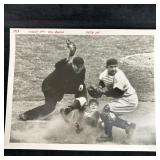 Yogi Berra Tagged Out Black and White Analog Photo