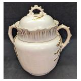 White Ironstone Porcelain Gold Accents Chamber Pot
