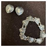 Siam Sterling Niello Heart Shaped Panel Bracelet a