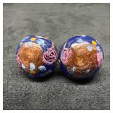 Murano Venetian Art Glass Lamp Work Dark Blue Flor