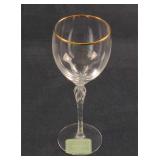 Retired Lenox Crystal Monroe Gold Trim Wine Glass