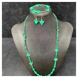 Malachite Jewelry Set Gold Filled Necklace Bracele