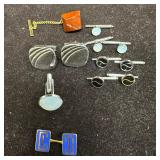 Vintage Menï¿½s Cufflinks and Tie Accessories Lot Mi