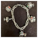 Silver 800 Faux Stone Setting Five Charm Dangle Br