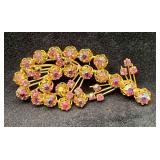 Signed Vintage Zub Austria Gold Tone Brooch With P