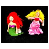Set of (2) Disney Plush Bean Bag Dolls Ariel and P