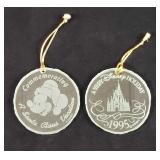 Disney Christmas Glass Ornaments Lot Of Two