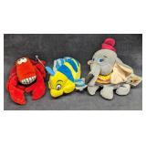 3 Disney The Little Mermaid & Dumbo Bean Bag Dolls