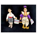 Set of (2) Disney Plush Bean Bag Aladdin & Eric