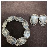 Siam Sterling Silver Niello Bracelet and Earrings