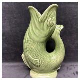Dartmouth Pottery Fish Gurgle Jug Pitcher Green De
