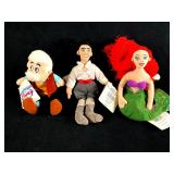 Set of (3) Disney Bean Bag Dolls Eric, Ariel, and